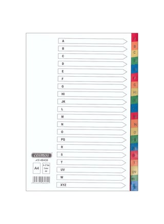 COSMOS PVC INDEX DIVIDERS A-Z COLOR TABS WITHOUT NUMBER 1X10 PCS - pzsku/ZC507C879C954749749ACZ/45/_/1715259129/56839498-f487-42f5-a1e6-e763b4dfea54