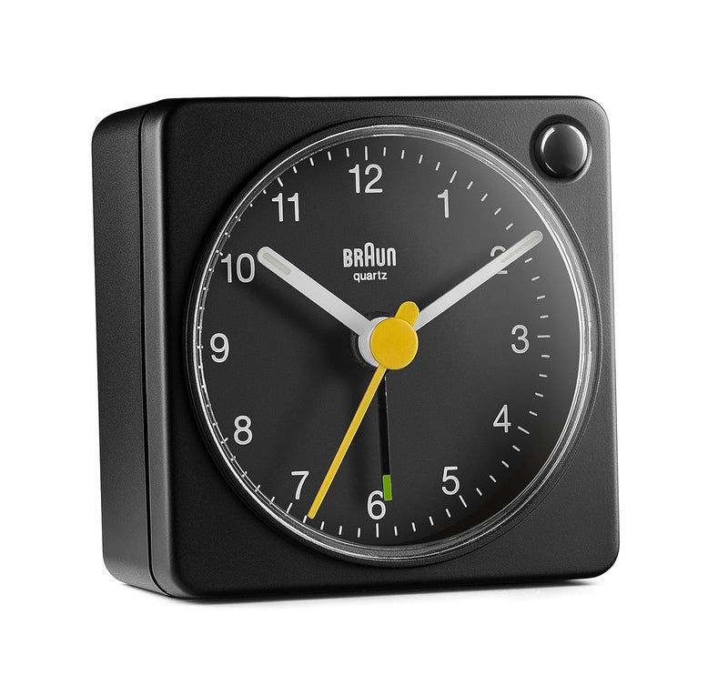 Braun Classic Travel Analogue Clock with Snooze and Light Compact Size Quiet Quartz Movement Crescendo Beep Alarm in Black Model BC02XB One - Image 3