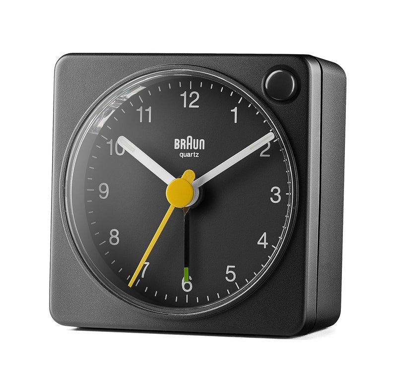 Braun Classic Travel Analogue Clock with Snooze and Light Compact Size Quiet Quartz Movement Crescendo Beep Alarm in Black Model BC02XB One - Image 2