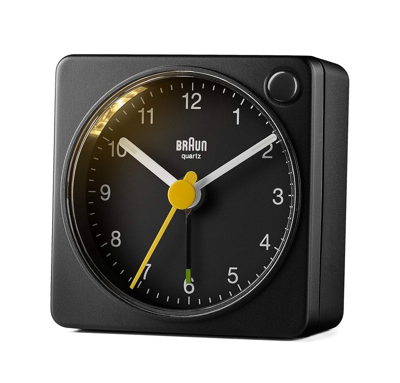 Braun Classic Travel Analogue Clock with Snooze and Light Compact Size Quiet Quartz Movement Crescendo Beep Alarm in Black Model BC02XB One - Image 4
