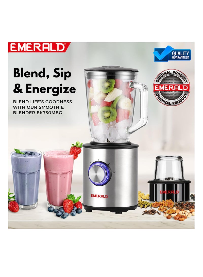 EMERALD Masterblender Duo 1.5 Litre Glass Blender & 250 Gms Dry Grinder, 800 Watts, EK730MBG. - Image 3