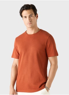 Iconic Iconic Textured T-shirt with Crew Neck and Short S  - Image 1