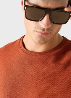 Iconic Iconic Textured T-shirt with Crew Neck and Short S  - Image 3