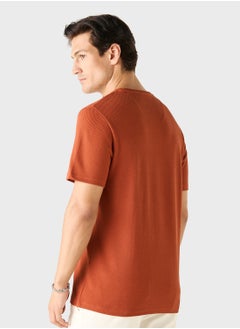 Iconic Iconic Textured T-shirt with Crew Neck and Short S  - Image 2
