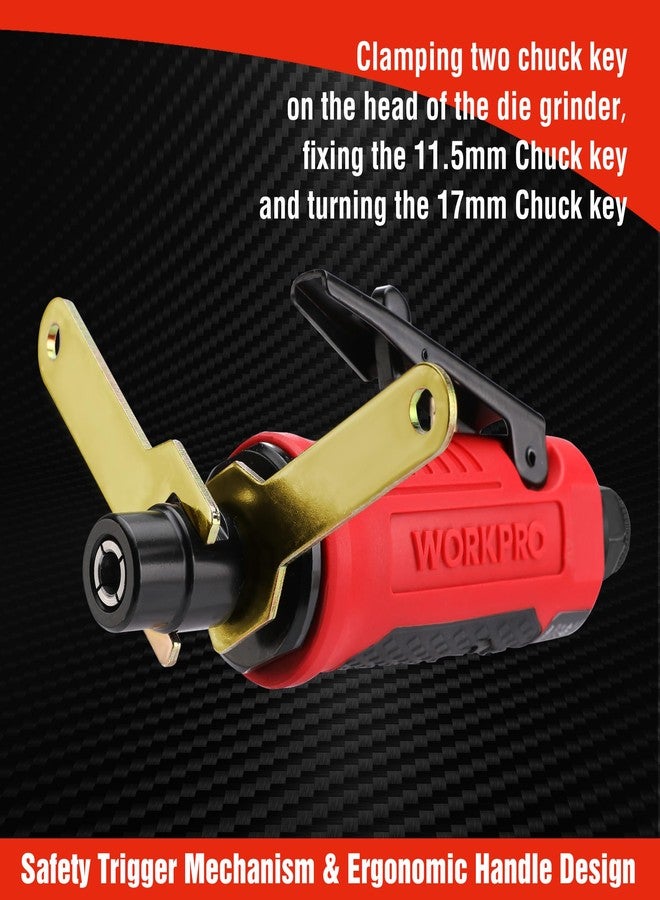 ووركبرو ماكينة صنفرة مستقيمة تعمل بالهواء المضغوط من WORKPRO، مقاس 1/4 بوصة، 25000 دورة في الدقيقة، ماكينة صنفرة تعمل بالهواء المضغوط للطحن والقطع والتلميع وإصلاح اللحام وإزالة النتوءات، مع حلقات تثبيت مقاس 1/4 بوصة و1/8 بوصة - Image 5
