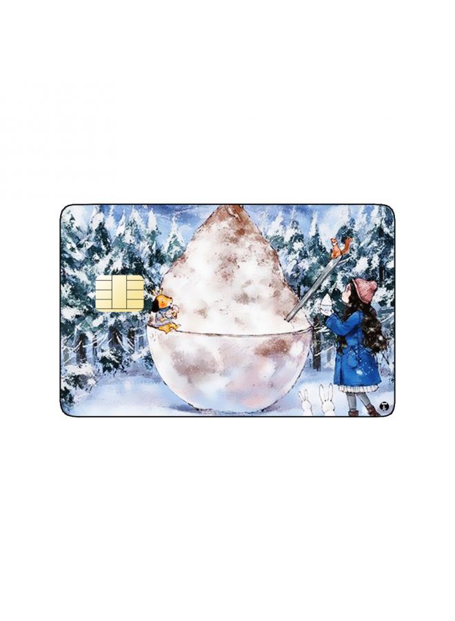 RKN PRINTED BANK CARD STICKER Cute Girl Drawing With Puppy In Milk Bowl - Image 2