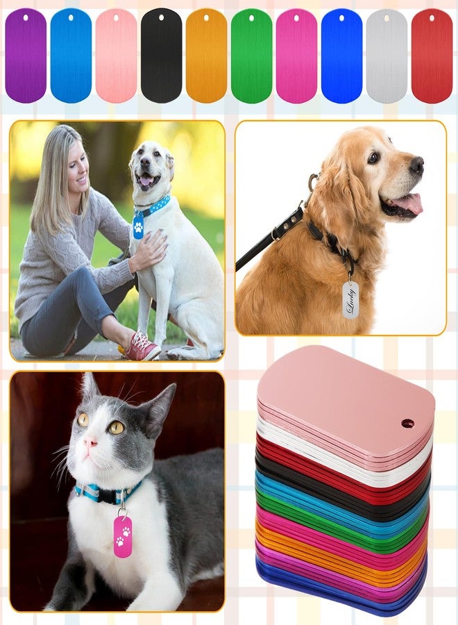 GBACHOOSE 100 Pack Anodized Aluminum Blank Dog Tags for Engraving, Colorful Rectangle Metal Stamping Blanks with Hole, 1.9x1.2 inch Pet ID Tag Keychain Blanks for Laser Engraving DIY Crafts - Image 3
