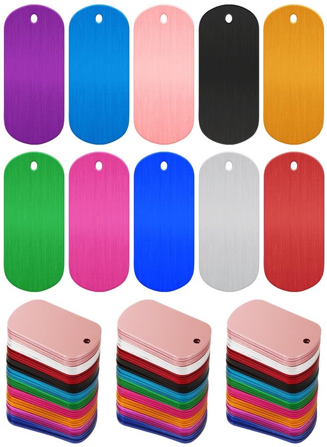 GBACHOOSE 100 Pack Anodized Aluminum Blank Dog Tags for Engraving, Colorful Rectangle Metal Stamping Blanks with Hole, 1.9x1.2 inch Pet ID Tag Keychain Blanks for Laser Engraving DIY Crafts - Image 1