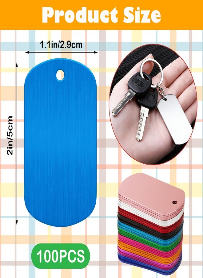 GBACHOOSE 100 Pack Anodized Aluminum Blank Dog Tags for Engraving, Colorful Rectangle Metal Stamping Blanks with Hole, 1.9x1.2 inch Pet ID Tag Keychain Blanks for Laser Engraving DIY Crafts - Image 2