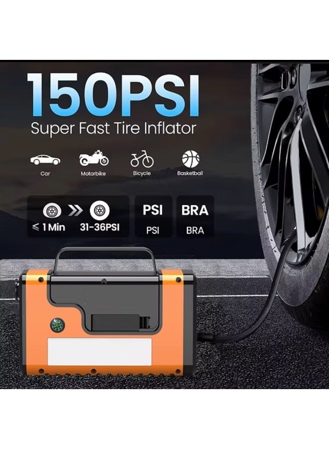 MOCOM 8-in-1 3000A Peak Car Jump Starter with 150PSI Air Compressor & 7000Pa Vacuum Cleaner | 37,000mWh Portable Power Bank with LED Flashlight, SOS & Strobe | Emergency Jump Starter for 12V Cars, SUVs, Trucks, Motorcycles | Smart Tire Inflator, Vacuum & Blower | All-in-One Roadside Safety Kit for Car, Camping & Outdoor Adventures | Fast Charging USB/Type-C Outputs | Compact, Durable, Multi-Functional Power Station with 10-Layer Protection & CE/FCC/ROHS/UN38.3 Certifications - Image 3