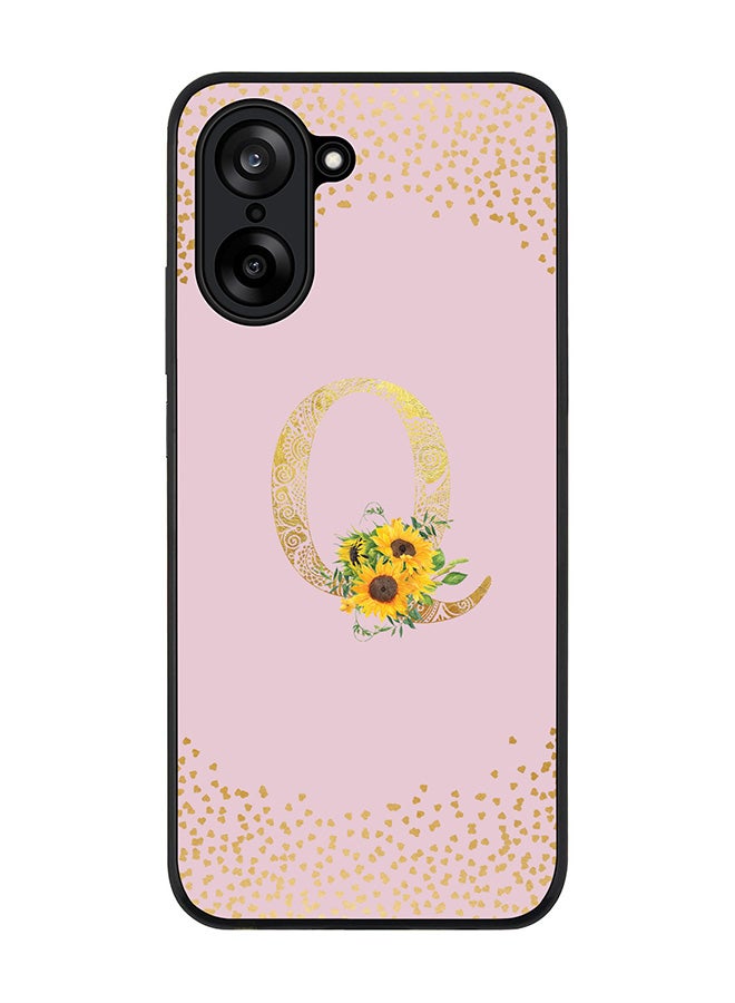 Stylizedd For OnePlus Nord CE5 / Ace 5 Racing Case,Slim fit Camera Protection, Shockproof Thin Phone cover  - Custom Floral Monogram - Q  (Pink )