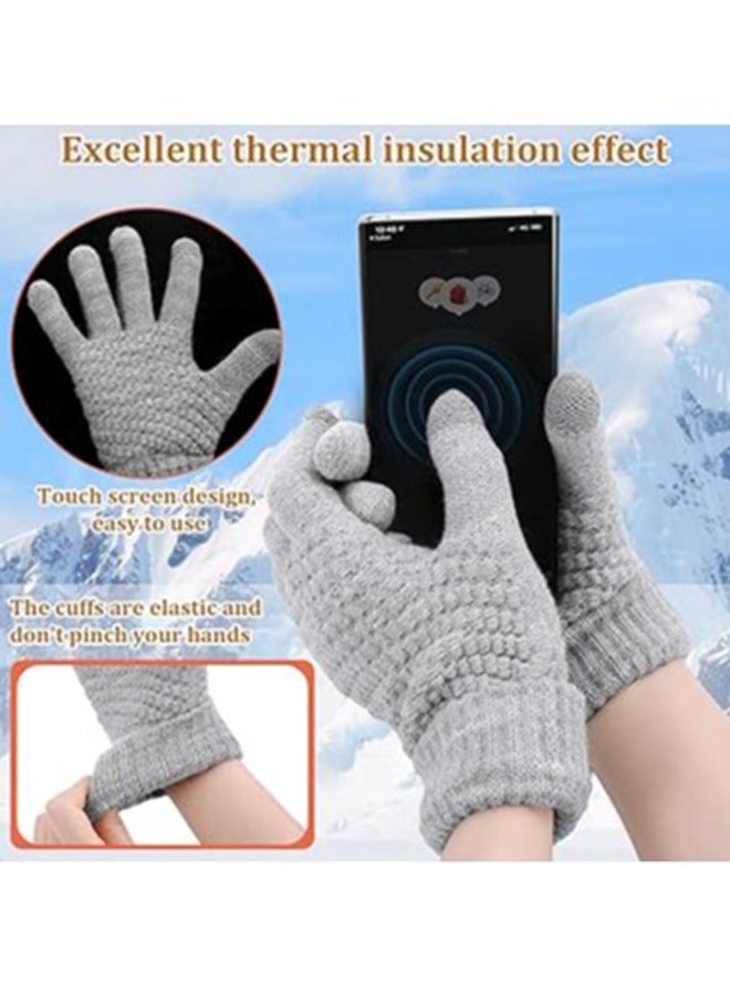 Excefore Women's Touch Screen Gloves, Men Touchscreen Mittens, Warm Winter Gloves, Daily Wear Touchscreen Gloves, Plush Elastic Cuffs Knit Gloves, Winter Warmth Accessories, for Driving Cycling 4 Pairs  - Image 3