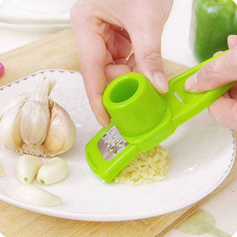 PIRATE ENTERPRISE PIRATE ENTERPRISE Multipurpose Plastic Garlic Ginger Cutter Vegetable Chopper Press Cheese Grater Crusher with Stainless Steel Blades Kitchen Gadget Multicolor 2 1 RED 1 Green - Image 2