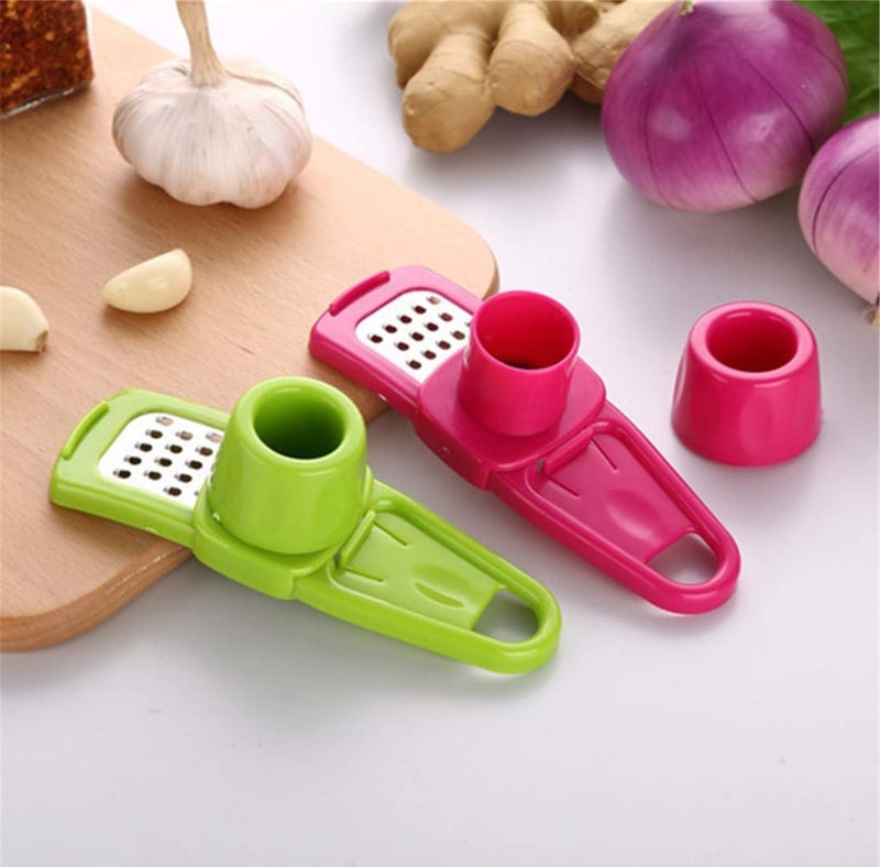 PIRATE ENTERPRISE PIRATE ENTERPRISE Multipurpose Plastic Garlic Ginger Cutter Vegetable Chopper Press Cheese Grater Crusher with Stainless Steel Blades Kitchen Gadget Multicolor 2 1 RED 1 Green - Image 1