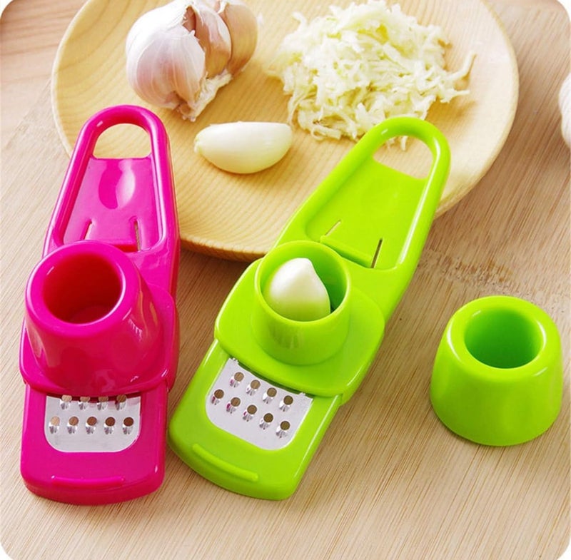PIRATE ENTERPRISE PIRATE ENTERPRISE Multipurpose Plastic Garlic Ginger Cutter Vegetable Chopper Press Cheese Grater Crusher with Stainless Steel Blades Kitchen Gadget Multicolor 2 1 RED 1 Green - Image 4