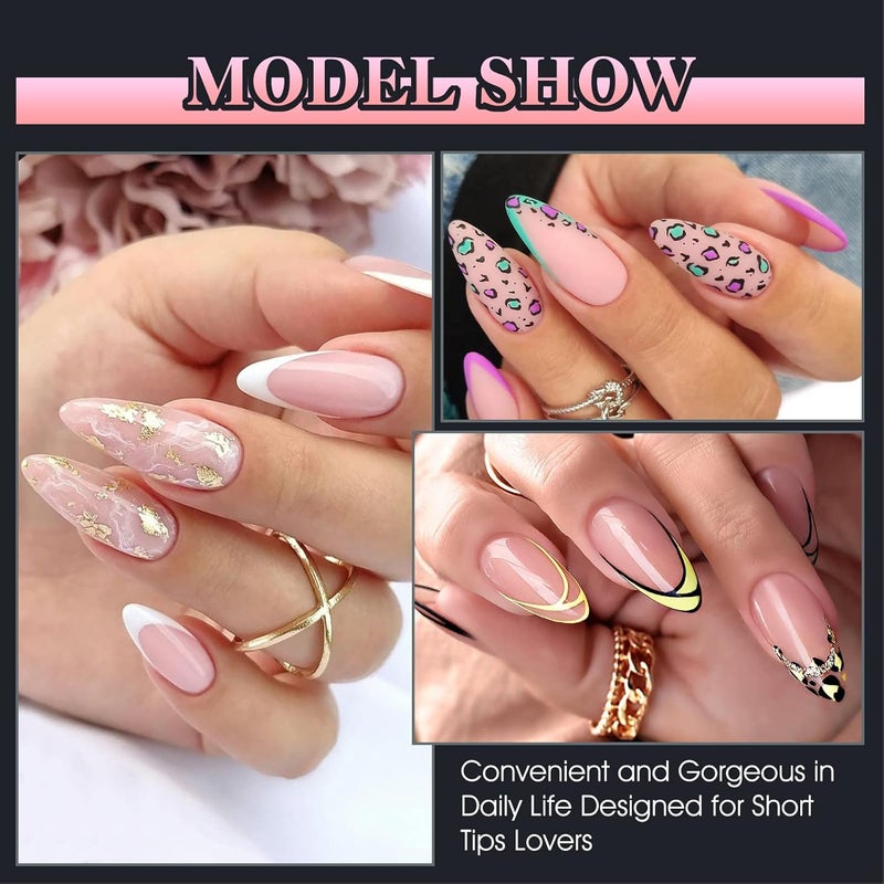 gelike ec Nail Tips for Flat Beds: 240Pcs Medium Almond Soft Gel Full Cover Pre-etched Seamless Half Matte PMMA False Nails for Extensions, No-Lift Press On Tips for Dates & Events, 12 Sizes - Image 4