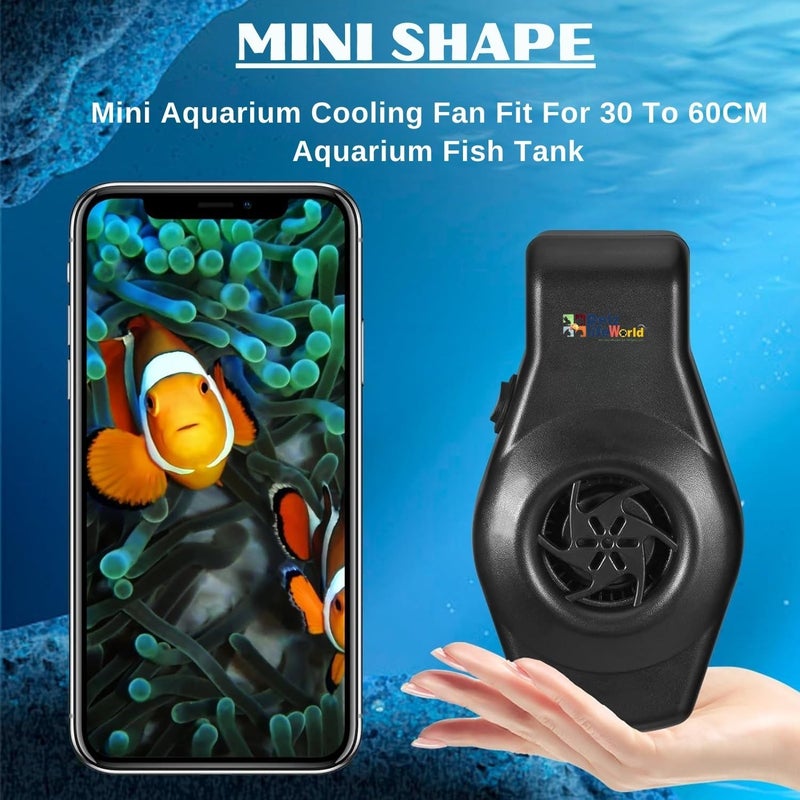 VAYINATO ® USB Type Mini Aquarium Cooling Fan System (Cube One), 2 Wind Speed Adjustable Cooling Fan Fish Tank Cold Wind Chiller, Compact Mini Cooling Fan for Aquarium Fish Tank (Black) - Image 5