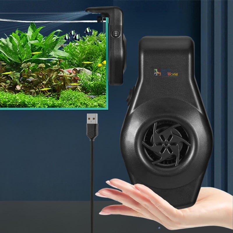 VAYINATO ® USB Type Mini Aquarium Cooling Fan System (Cube One), 2 Wind Speed Adjustable Cooling Fan Fish Tank Cold Wind Chiller, Compact Mini Cooling Fan for Aquarium Fish Tank (Black) - Image 1