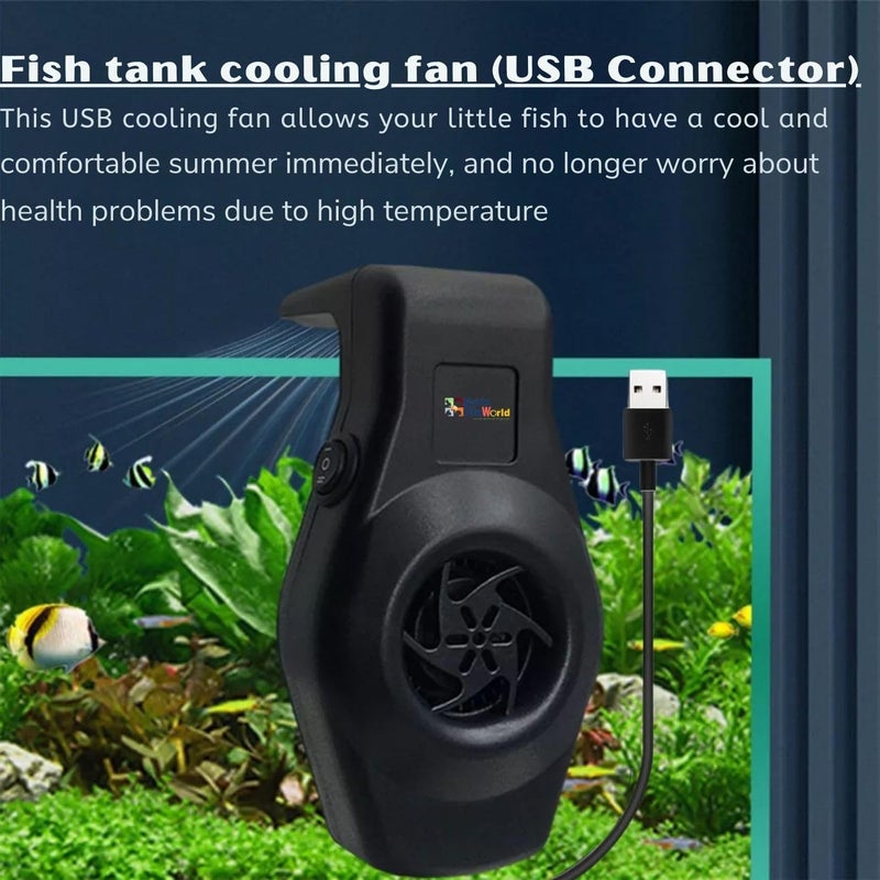 VAYINATO ® USB Type Mini Aquarium Cooling Fan System (Cube One), 2 Wind Speed Adjustable Cooling Fan Fish Tank Cold Wind Chiller, Compact Mini Cooling Fan for Aquarium Fish Tank (Black) - Image 3