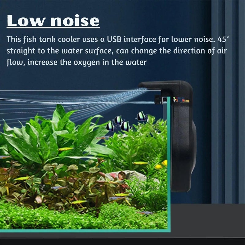 VAYINATO ® USB Type Mini Aquarium Cooling Fan System (Cube One), 2 Wind Speed Adjustable Cooling Fan Fish Tank Cold Wind Chiller, Compact Mini Cooling Fan for Aquarium Fish Tank (Black) - Image 4