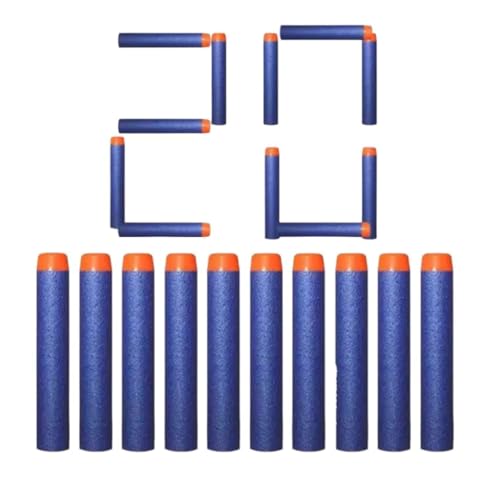 HOUSE HATCH Foam Toy Bullets for Nerf N-Strike Elite Guns, Soft Plastic Dart Refill Pack, Compatible with Nerf Blasters (Blue, Pack of 20) - Image 1