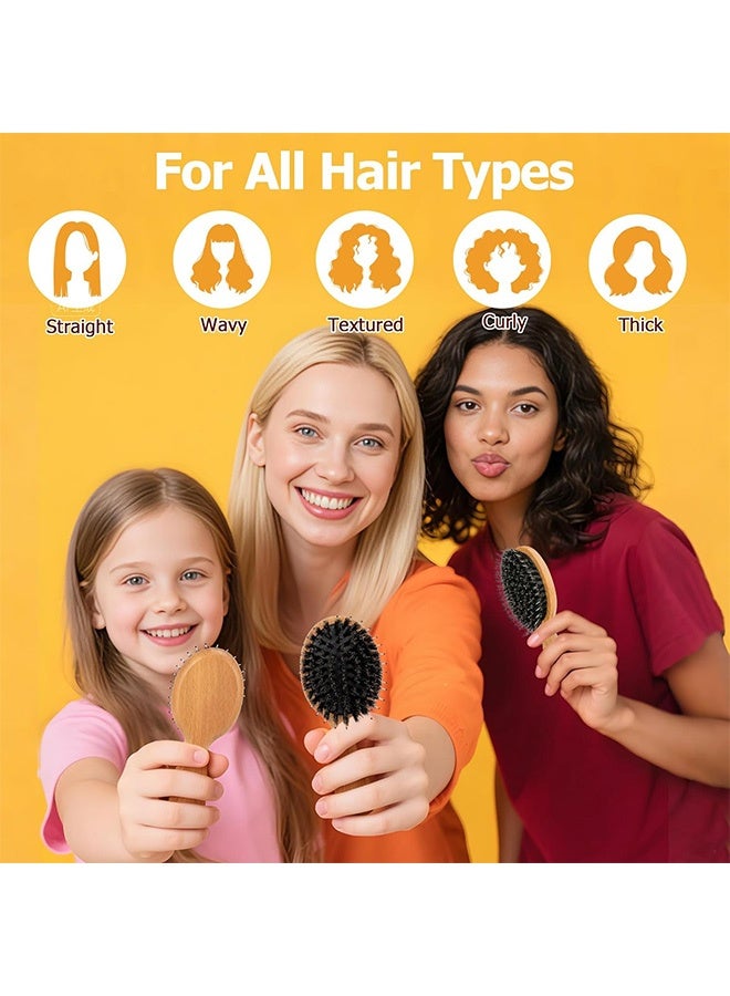 Travel Hair Brush, Mini Boar Bristle Hair Brush for Women - Small Portable Compact HairBrush for Girls Kids Women Best Gift, Travel Size for Purse, Vacation, Business Trips & Outings - Image 5