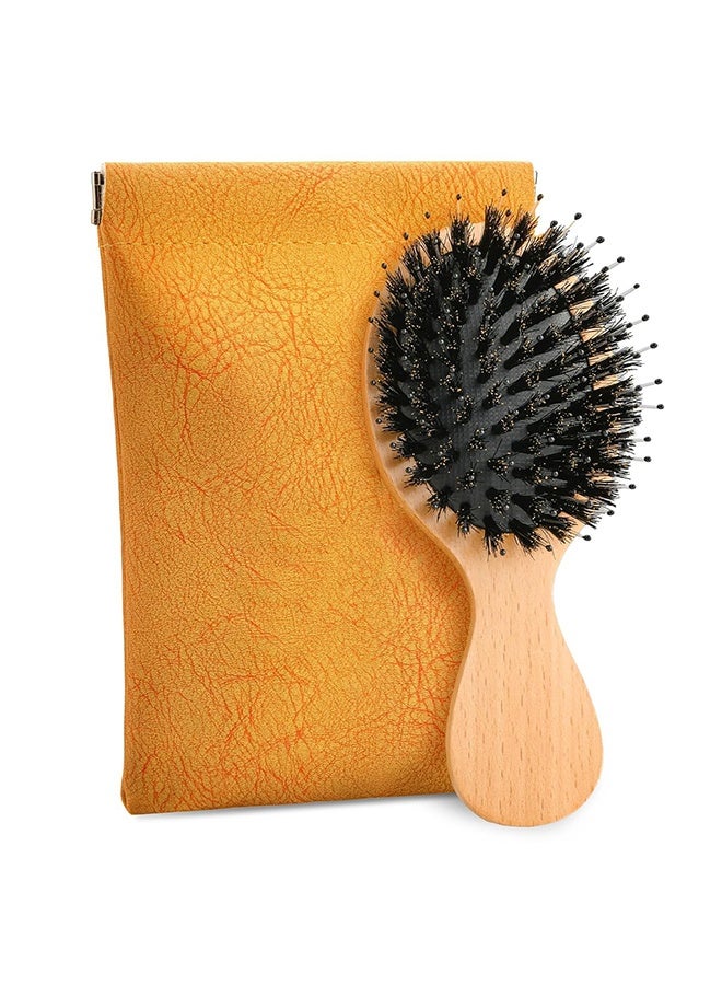 Travel Hair Brush, Mini Boar Bristle Hair Brush for Women - Small Portable Compact HairBrush for Girls Kids Women Best Gift, Travel Size for Purse, Vacation, Business Trips & Outings - Image 1
