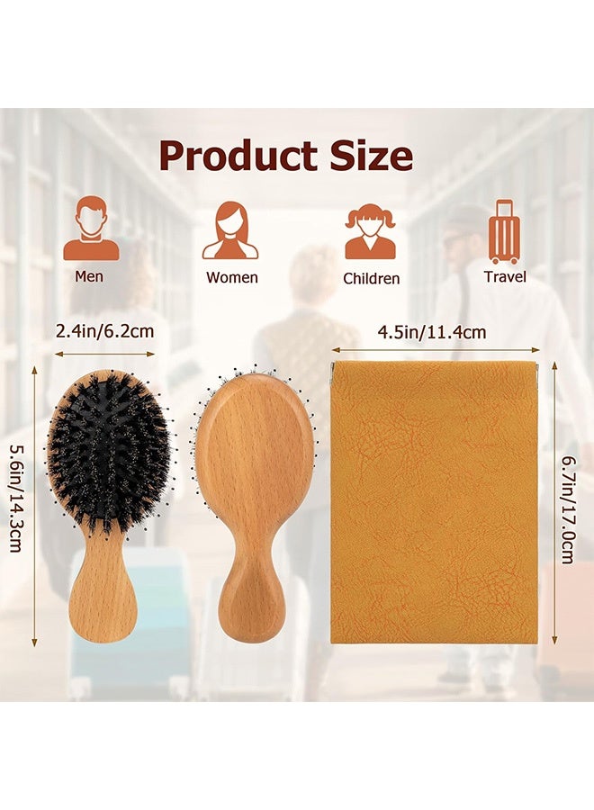 Travel Hair Brush, Mini Boar Bristle Hair Brush for Women - Small Portable Compact HairBrush for Girls Kids Women Best Gift, Travel Size for Purse, Vacation, Business Trips & Outings - Image 2