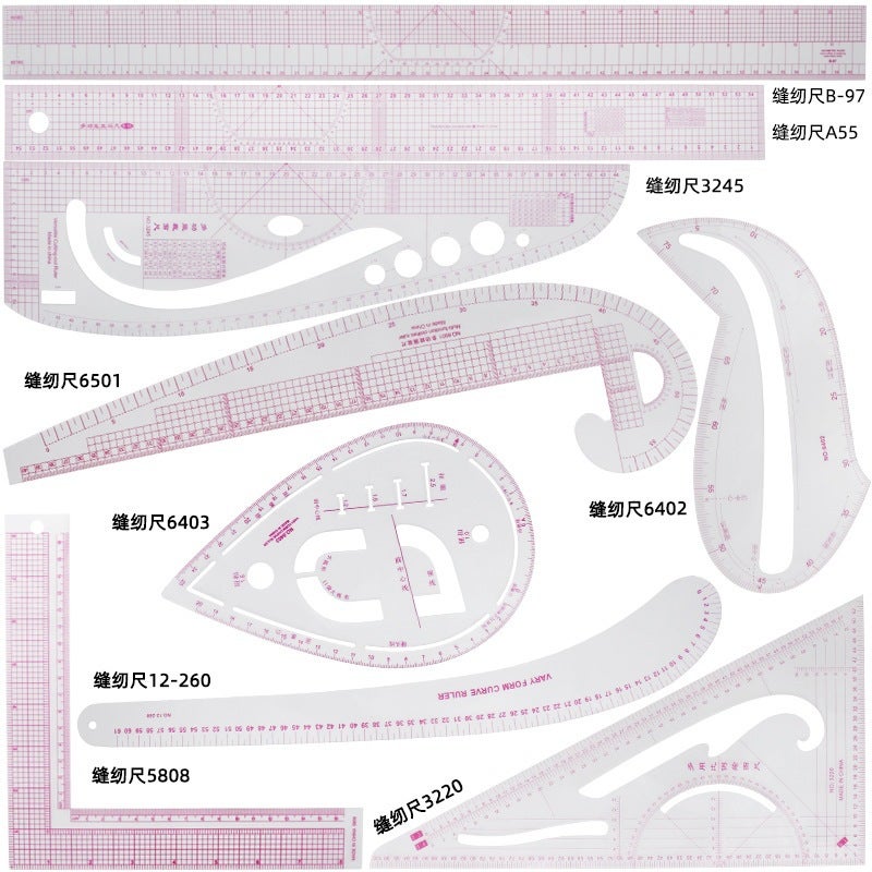 Multi-Functional Code Plate-Making Ruler Curve Ruler Comma Ruler Garment Design Cutting Patchwork Ruler Garment Plate-Making Tools - Image 2