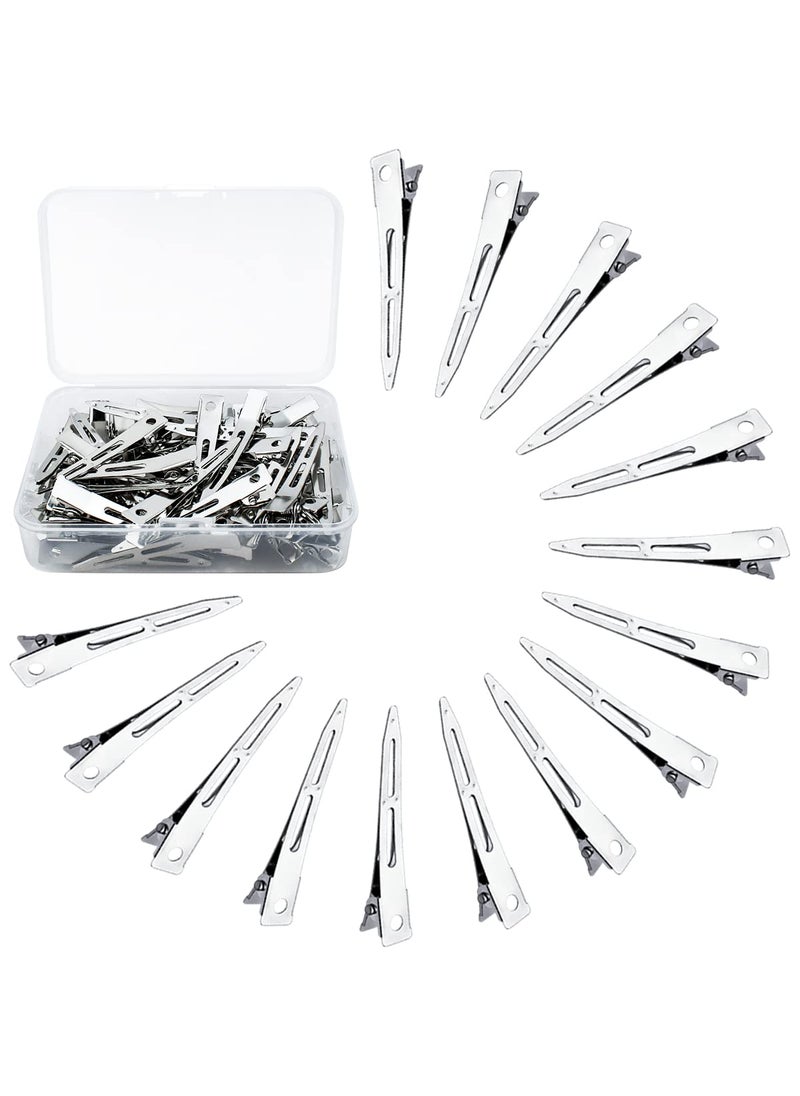 Tenalleys - Tenalleys 50 Pcs Silver Metal Duck Bill Hair Clips for Women  Hair Styling Hair Coloring Bows DIY Hair Extensions Salon  22Inch - Image 1