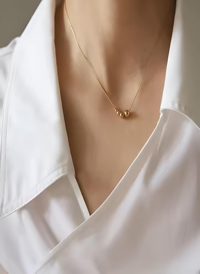 SHAHEEBA Gold Plated Ball Pendant Necklace for Women & Girls - Elegant Minimalist Dainty Chain, Anti-Tarnish, Trendy Korean Style Jewelry for Everyday Wear - Image 2