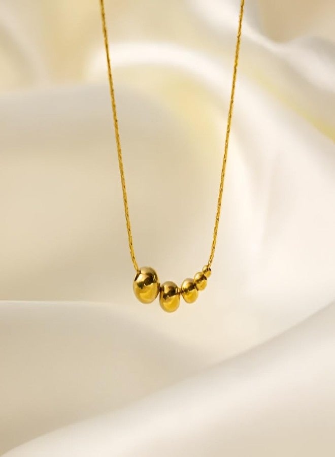 SHAHEEBA Gold Plated Ball Pendant Necklace for Women & Girls - Elegant Minimalist Dainty Chain, Anti-Tarnish, Trendy Korean Style Jewelry for Everyday Wear - Image 4