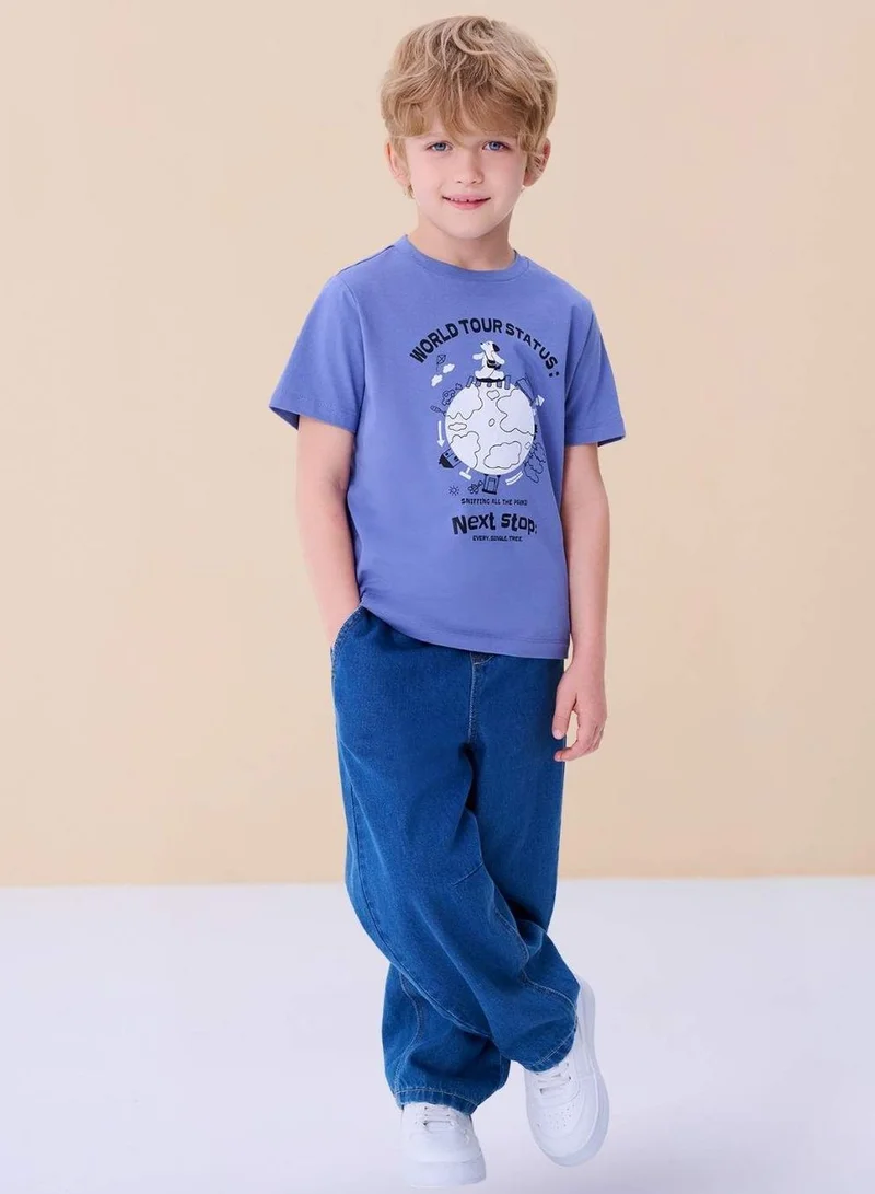 Giordano  Kids Regular Cotton Graphic Print Regular Fit Tee  | Best Price UAE