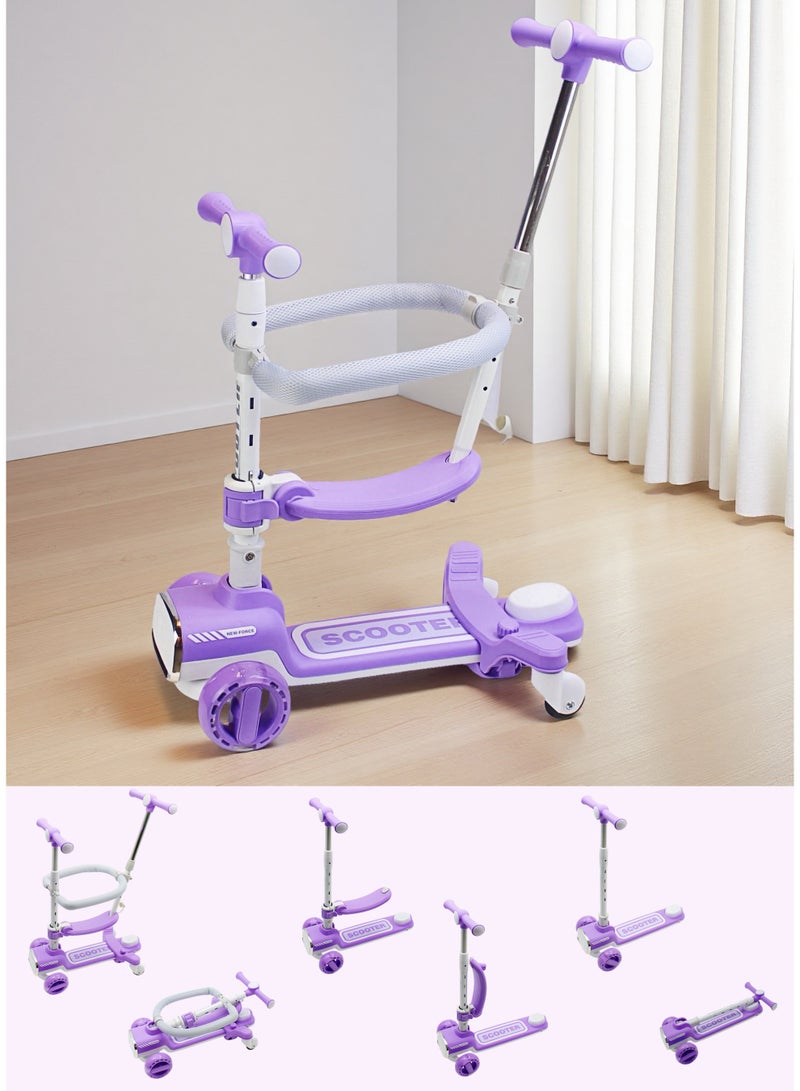 إيزي فيتشور سكوتر إيزي فيوتشر 4 في 1 للأطفال الصغار مع مقعد قابل للإزالة، سكوتر ركل قابل للطي للأطفال، ارتفاع قابل للتعديل وقضيب دفع للوالدين، سياج للأطفال 360 درجة، سكوتر ثلاثي العجلات للأولاد والبنات من عمر 1 إلى 12 عامًا - Image 1