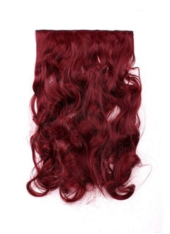 SWACC SWACC 20" Women 3/4 Full Head Instant One Piece Curly Body Wave Heat Resistance Synthetic Clip in Hair Extension (Wine Red)  - Image 2