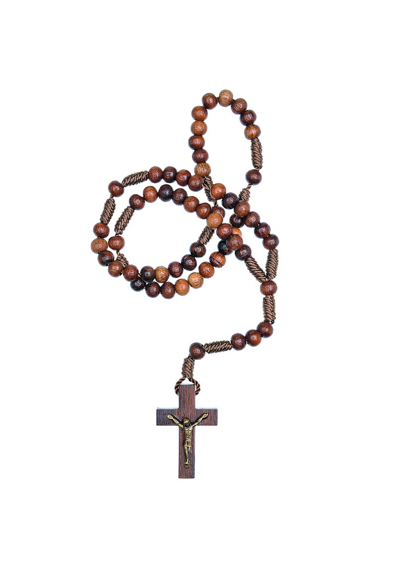Intercession Intercession Small Pocket Size Wood Rosary - Made in Brazil (Walnut - 4mm Beads)  - Image 1