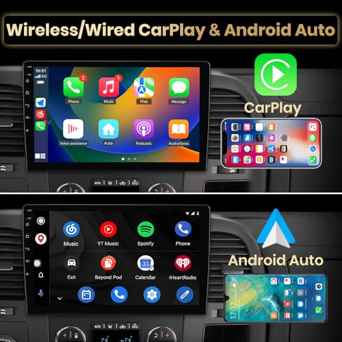 AWESAFE 8Core 4GB+64GB AWESAFE Car Radio Stereo Upgrade for Chevrolet Silverado 2007-2013 Tahoe GMC Sierra Yukon with CarPlay Android Auto Backup Camera - Image 3