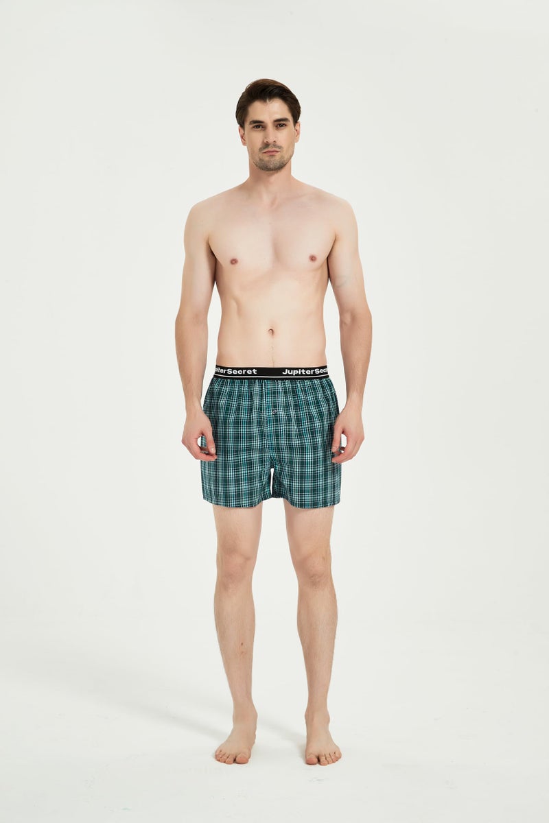 JupiterSecret Men's Boxers Underwear 100% Cotton Woven Boxers for Men Pack Boxer Shorts Assorted Colors - Image 2