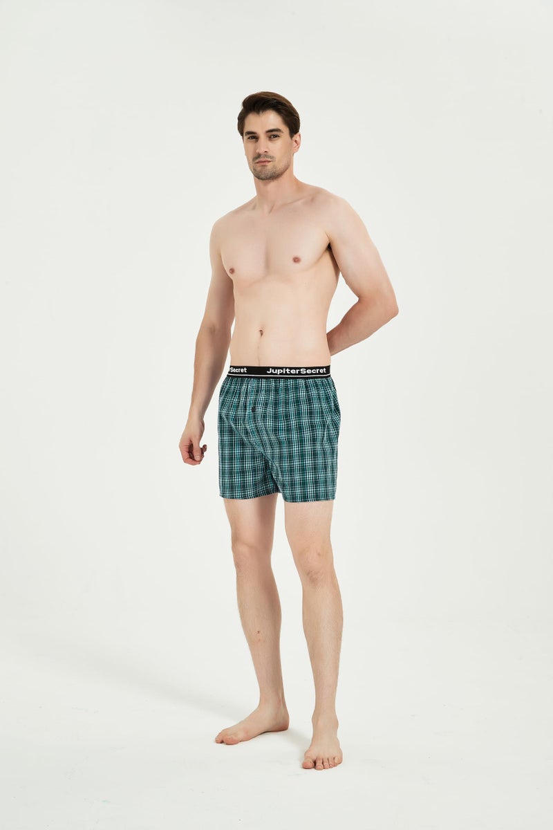JupiterSecret Men's Boxers Underwear 100% Cotton Woven Boxers for Men Pack Boxer Shorts Assorted Colors - Image 3
