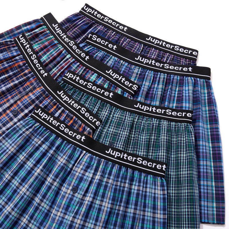 JupiterSecret Men's Boxers Underwear 100% Cotton Woven Boxers for Men Pack Boxer Shorts Assorted Colors - Image 5
