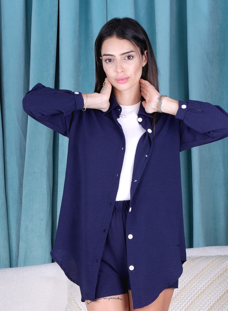 فاين لوك قميص وسروال قصير بأزرار - طقم من قطعتين لاستراحة نسائية - Finelook - Image 4