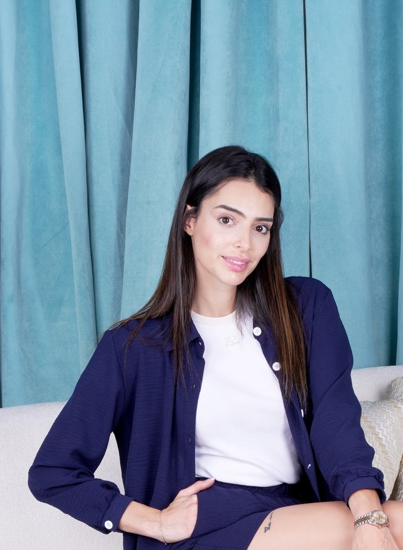 فاين لوك قميص وسروال قصير بأزرار - طقم من قطعتين لاستراحة نسائية - Finelook - Image 3