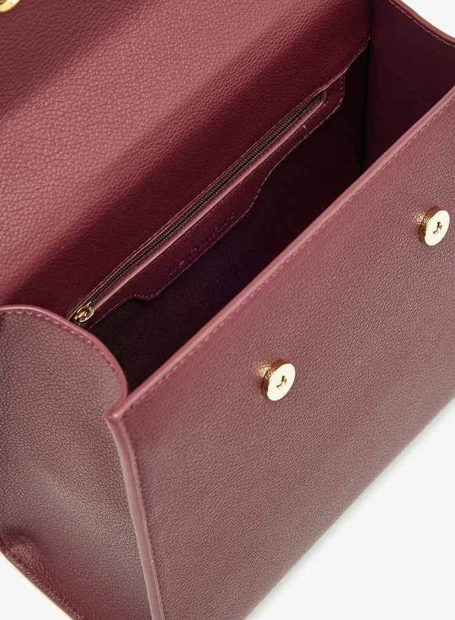 لو كونفورت Women Solid Satchel Bag with Detachable Strap and Button Closure