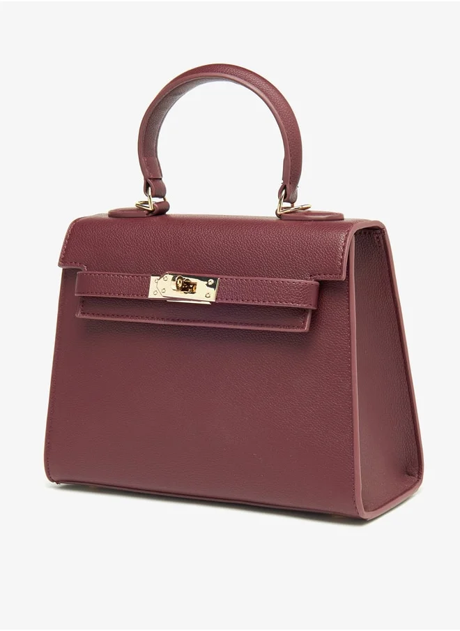 لو كونفورت Women Solid Satchel Bag with Detachable Strap and Button Closure