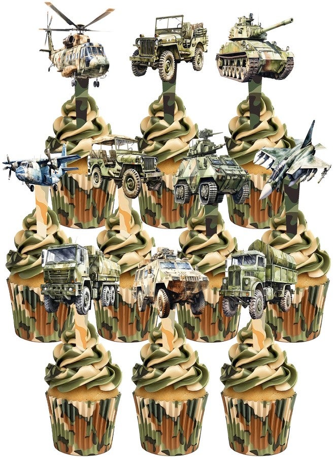 BonBeeDesign 40 PCS Army Cupcake Toppers - Image 1
