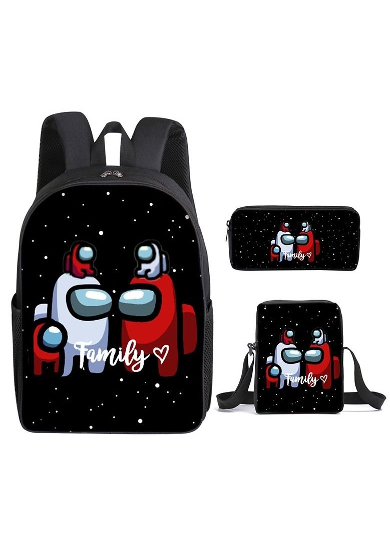 Y&D 3-Piece Among us 3D Print Insulated Lunch Backpack Set Multicolour