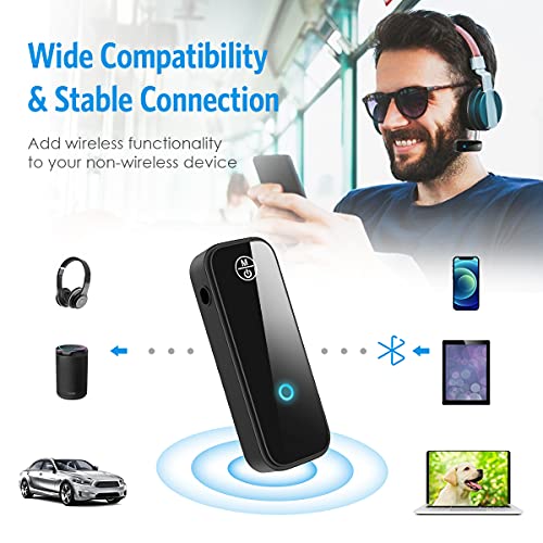 JXTZ Aux Bluetooth 5.3 Adapter for Car, 2 in 1 Wireless Bluetooth Transmitter and Receiver for Headphones Car Home Audio Speaker, Portable 3.5mm Wireless Audio Receiver, Hands-Free Call - Image 2