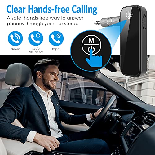 JXTZ Aux Bluetooth 5.3 Adapter for Car, 2 in 1 Wireless Bluetooth Transmitter and Receiver for Headphones Car Home Audio Speaker, Portable 3.5mm Wireless Audio Receiver, Hands-Free Call - Image 5