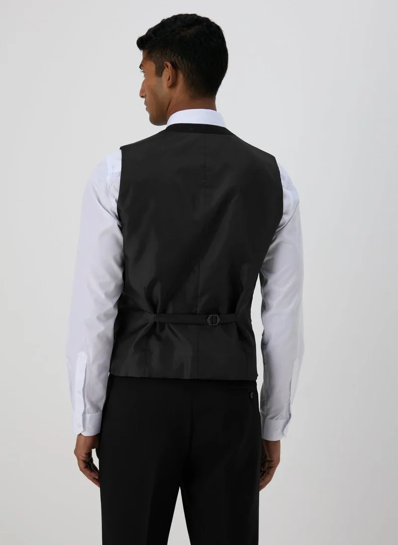 Matalan Taylor & Wright Panama Black Tailored Fit Suit Waistcoat