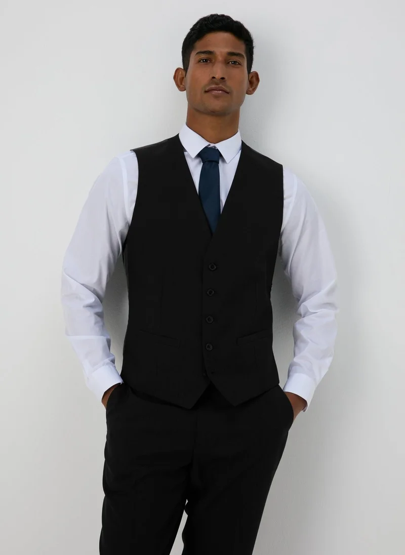 Matalan Taylor & Wright Panama Black Tailored Fit Suit Waistcoat